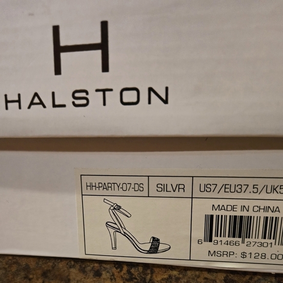 H by Halston Ankle Strap Party Bling High Heel Dress Sandal, Silver, NEW - Picture 9 of 16